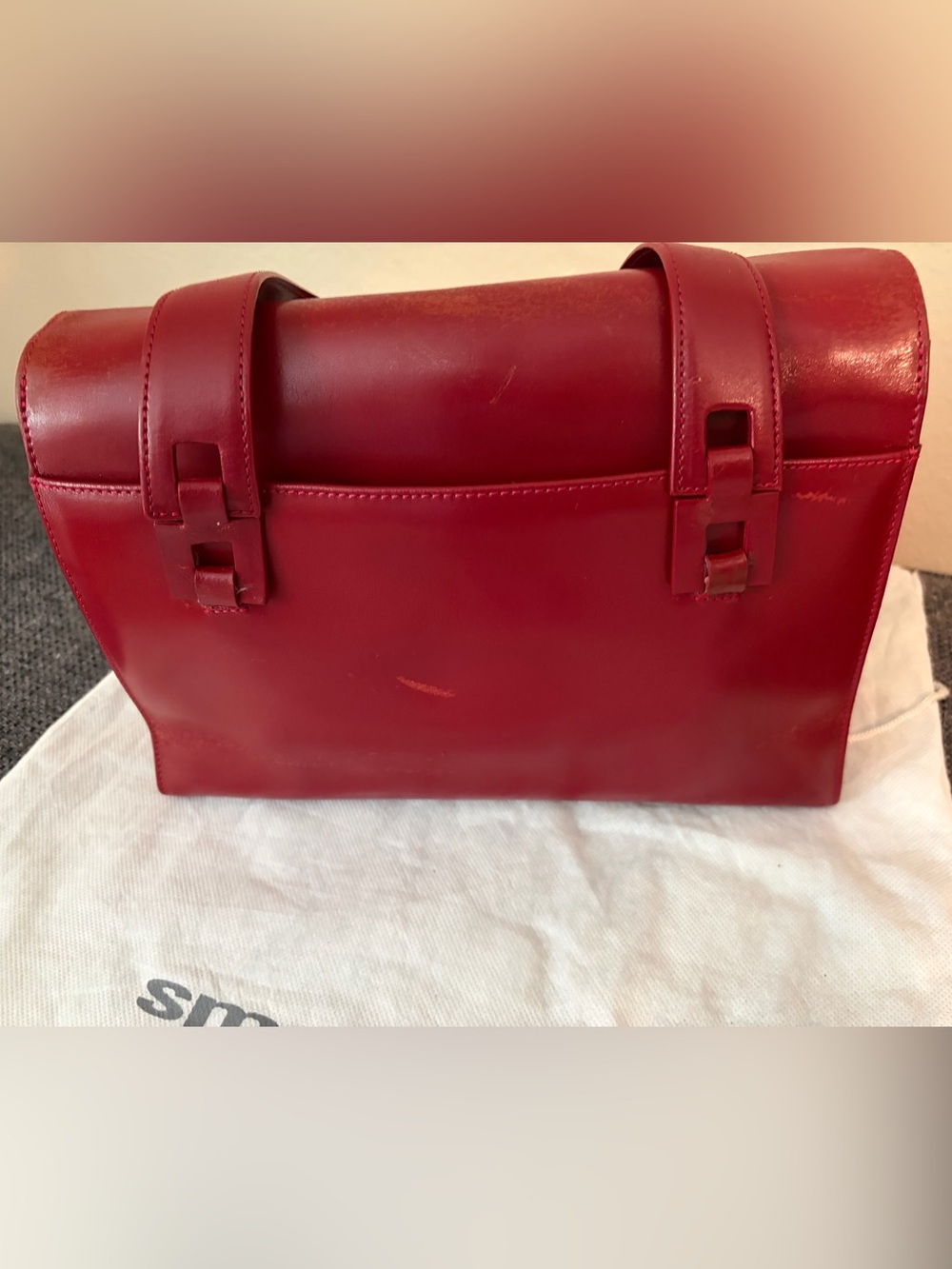 Le Tanneur Leather Handbag in Dark Red - Picture 4 of 15